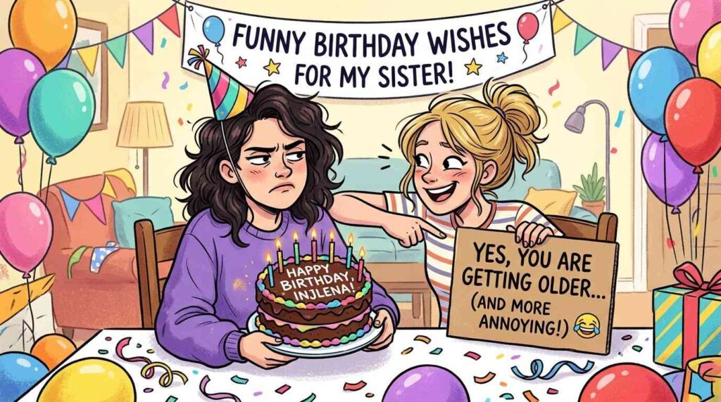 😂 Funny Birthday Wishes for Sister
