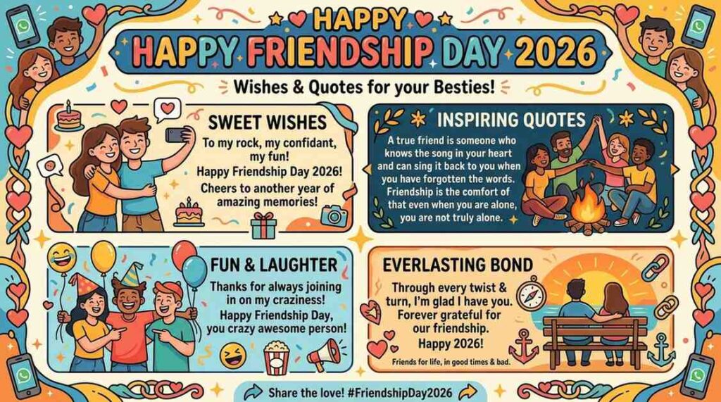 Happy Friendship Day 2026 Wishes & Quotes for WhatsApp