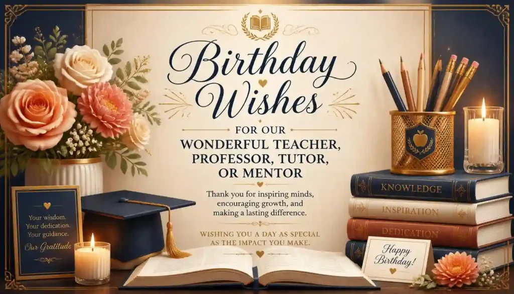 Birthday Wishes for Class Teacher, Professor, Tutor, or Mentor