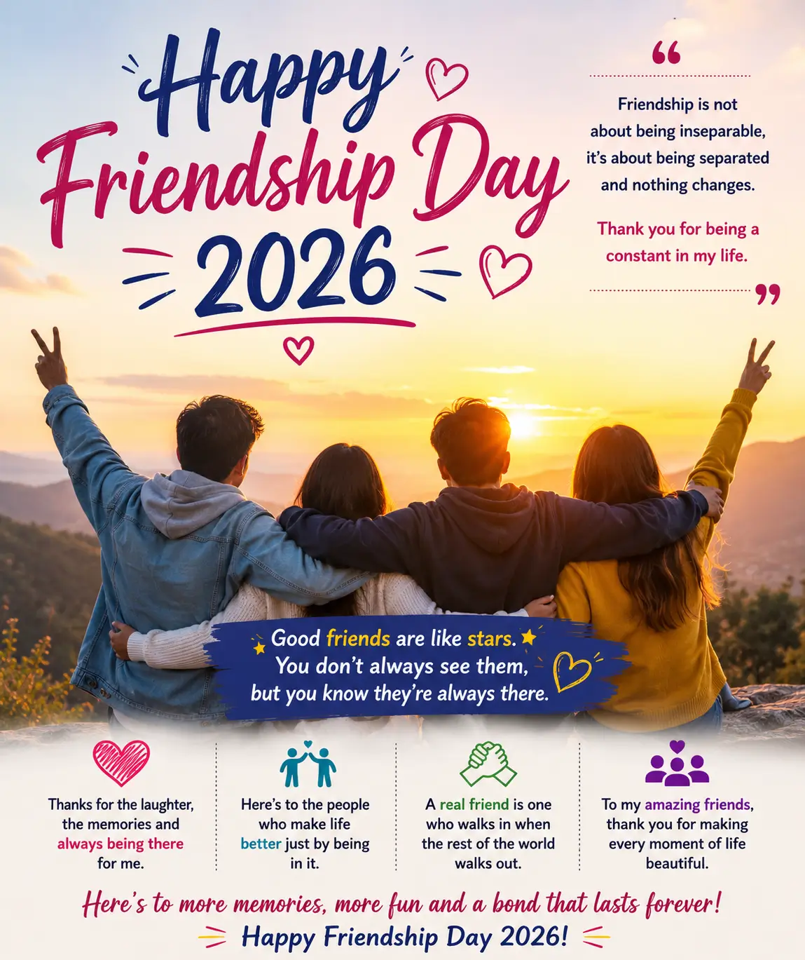 happy friendship day 2026 wishes quotes